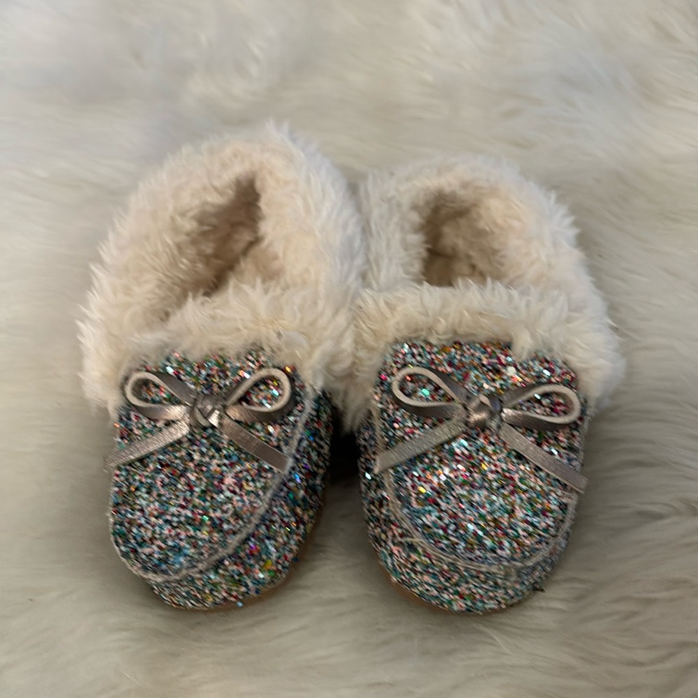 Glitter and Faux Fur Moccasins